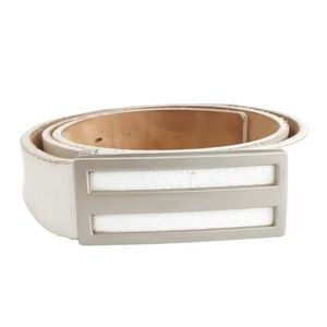 Canterbury Golf White Leather Belt with Silver Rectangular Buckle Medium